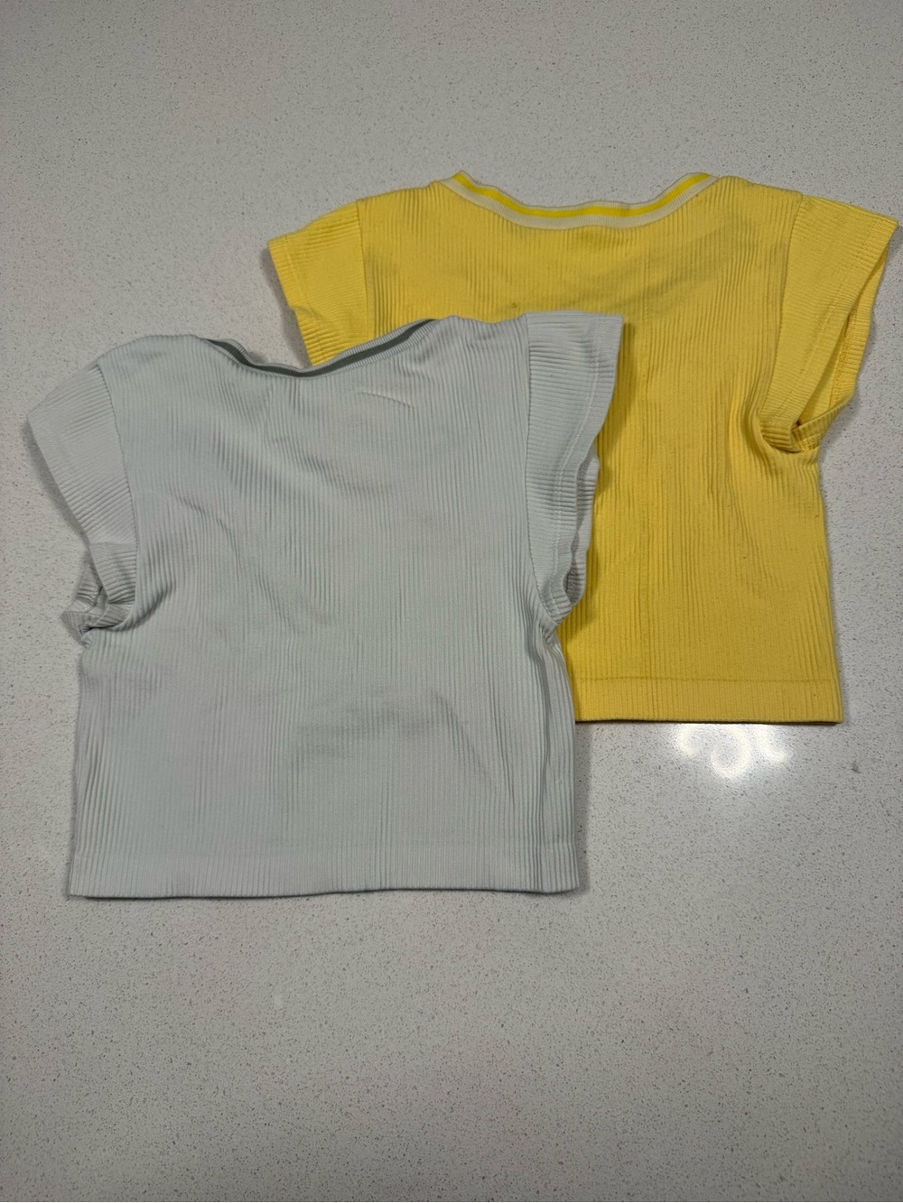Two-Pack Ribbed Crop Tops - Yellow & Light Gray - Picture 2 of 4